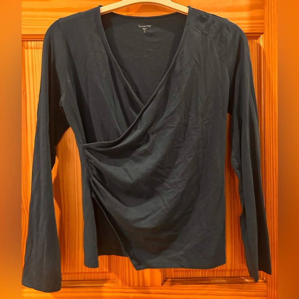 Elegant Deep Teal Draped Women's Top